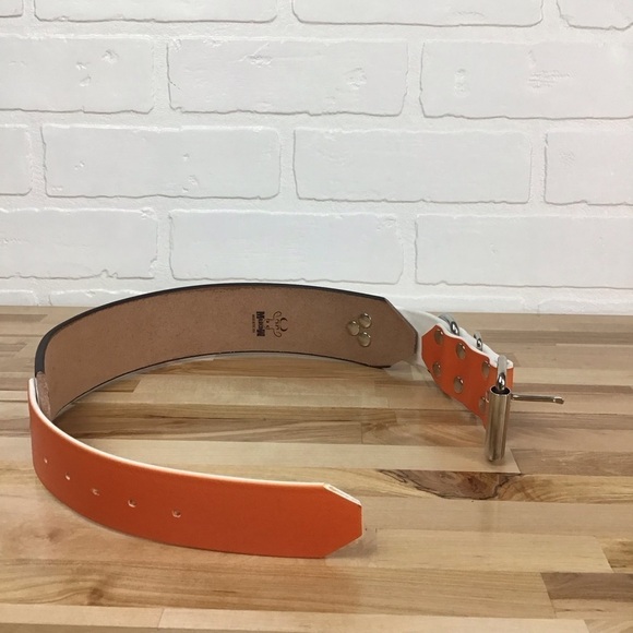 Mad Cow genuine leather Naruto dog collar limited edition orange white handmade - Picture 10 of 16
